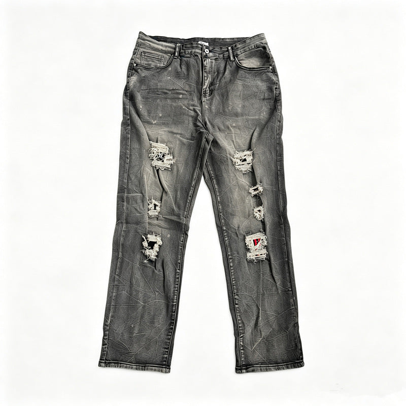 Herren Modische Destroyed Jeans mit kreativen Patches Echoarchiv