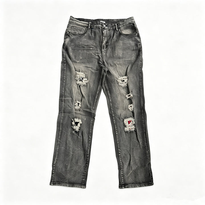 Herren Modische Destroyed Jeans mit kreativen Patches Echoarchiv