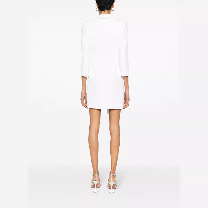 Damen Tailliertes Blazerkleid mit asymmetrischem Saum und 3/4-Ärmeln Echoarchiv