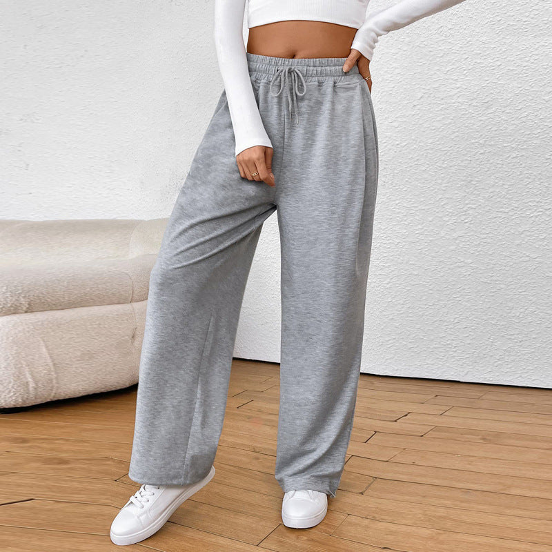 Damen weite Sweatpants mit elastischem Bund, Kordelzug und verstellbarem Saum – Avérine