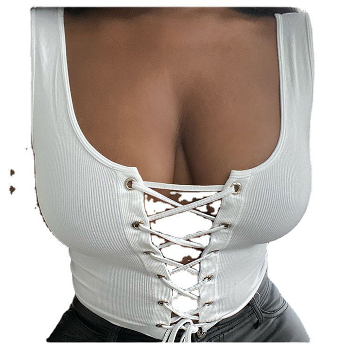Damen modisches Laceshirt mit tiefem V-Ausschnitt Echo Archiv