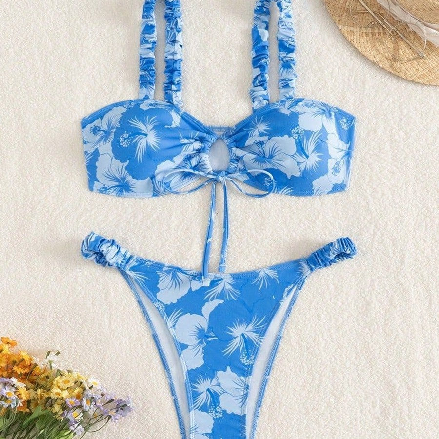 Damen Hochgeschnittener Bikini mit Rüschendetails Echo Archiv