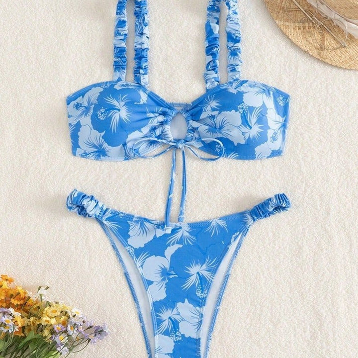 Damen Hochgeschnittener Bikini mit Rüschendetails Echo Archiv