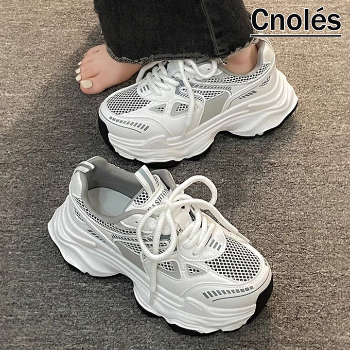 Damen Chunky Fashion Sneakers mit atmungsaktiver Mesh-Oberfläche und rutschfester Sohle Echo Archiv