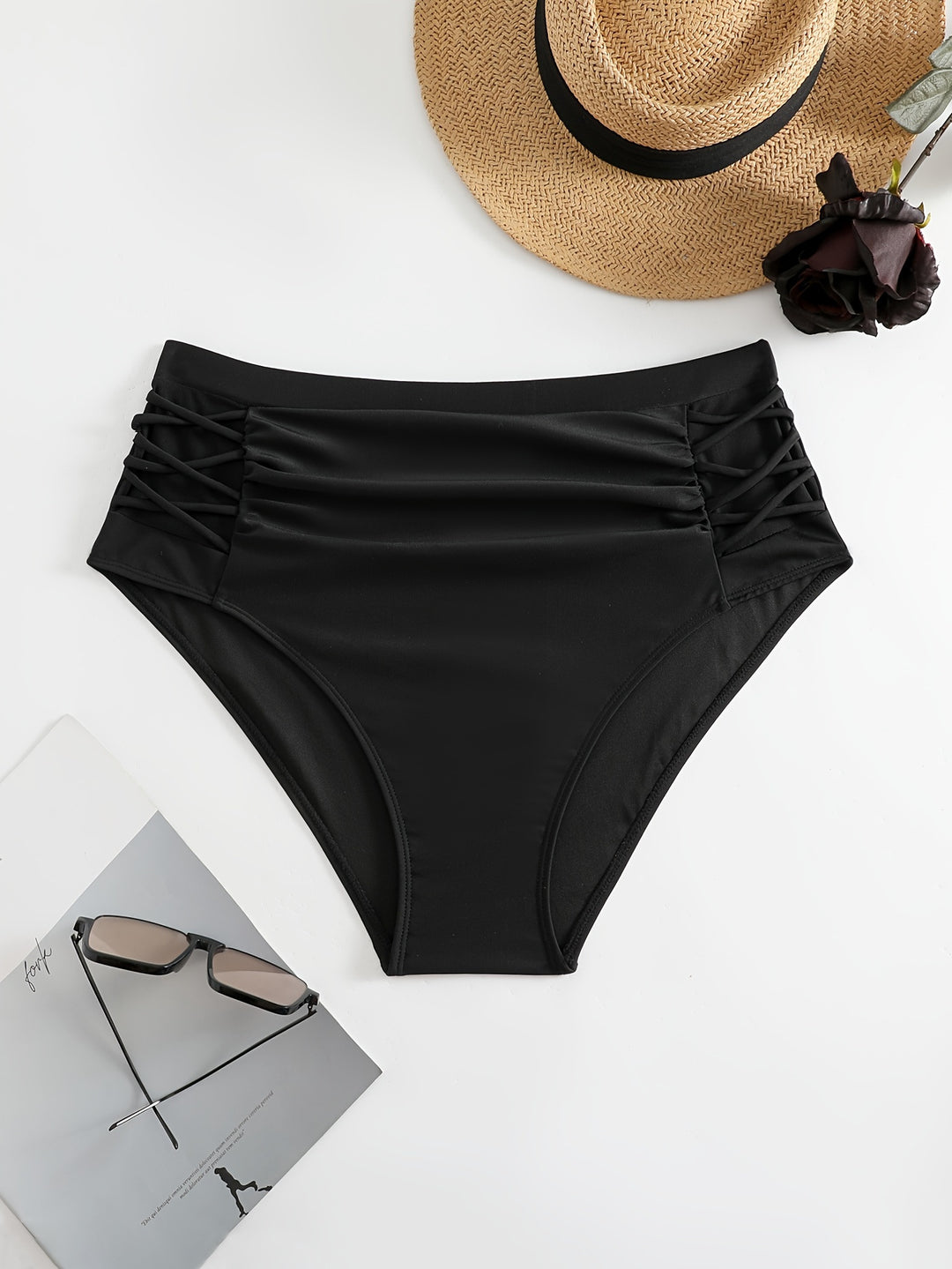 Damen High-Waist Bikinihose mit stilvollen Rüschendetails Echo Archiv