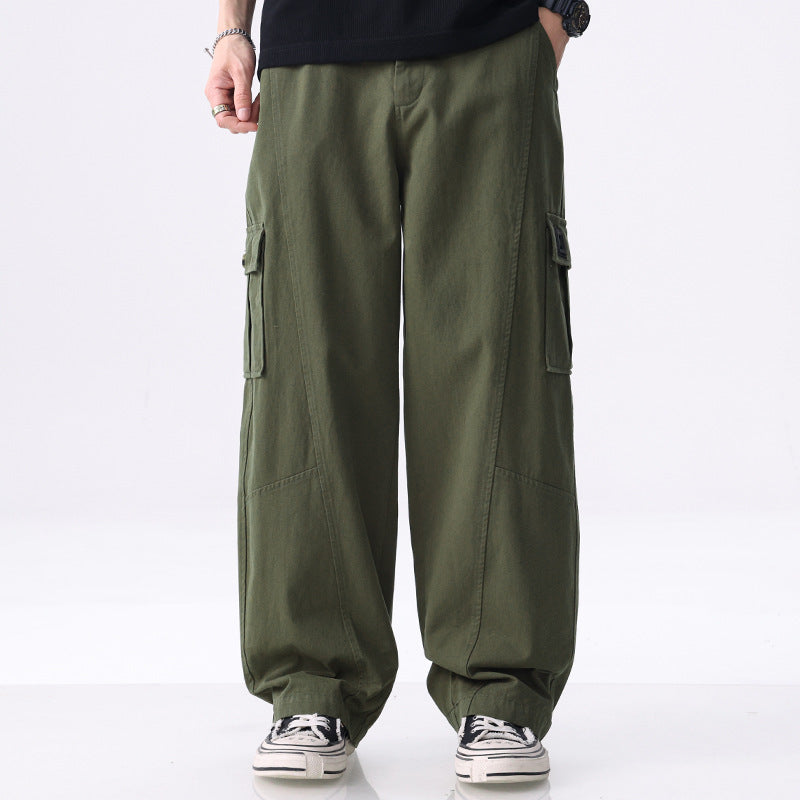 Herren weit geschnittene Baumwoll-Cargohose mit aufgesetzten Beintaschen und Relaxed-Fit Echoarchiv