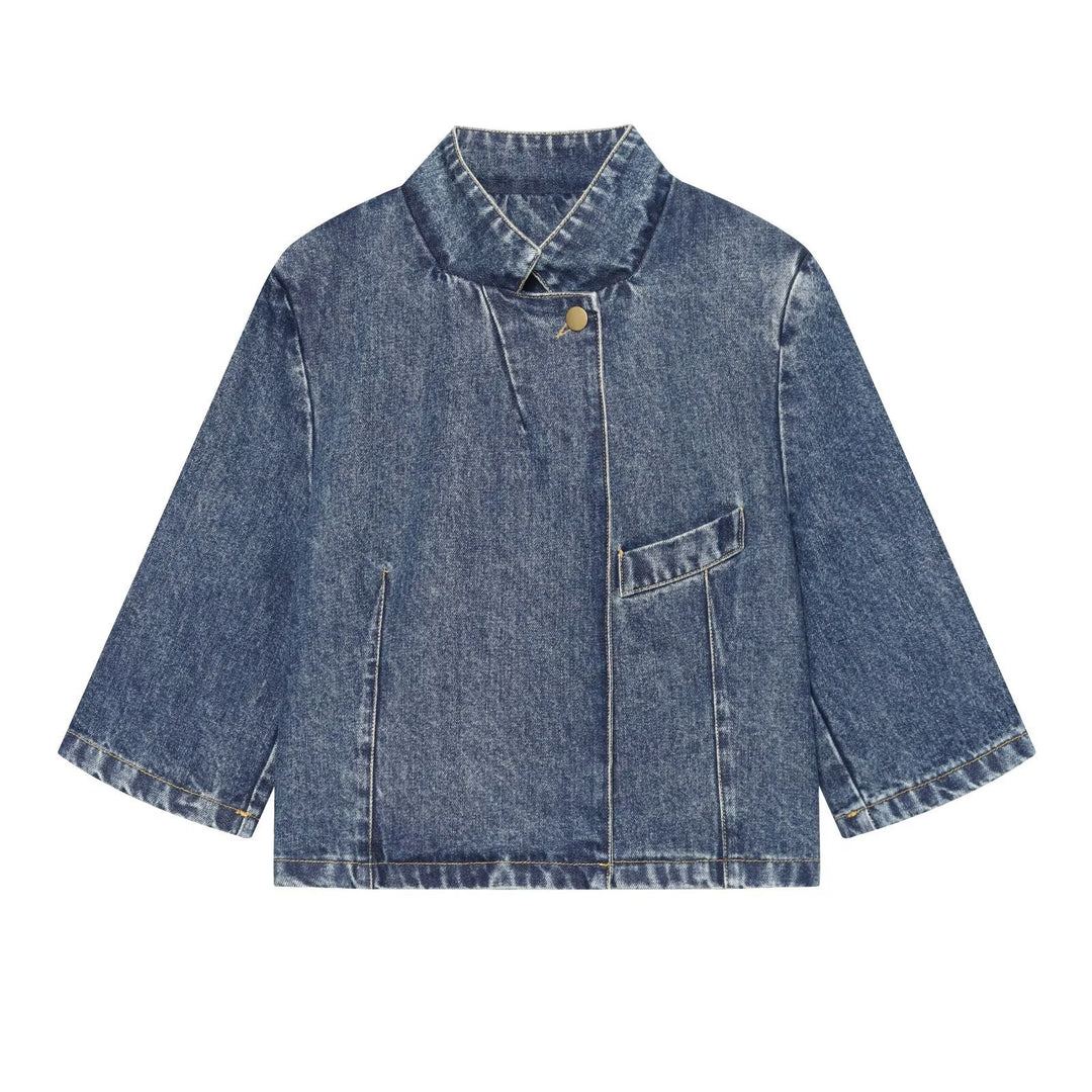 Damen Kurzjacke aus Denim im Boxy-Schnitt mit Stehkragen Echo Archiv