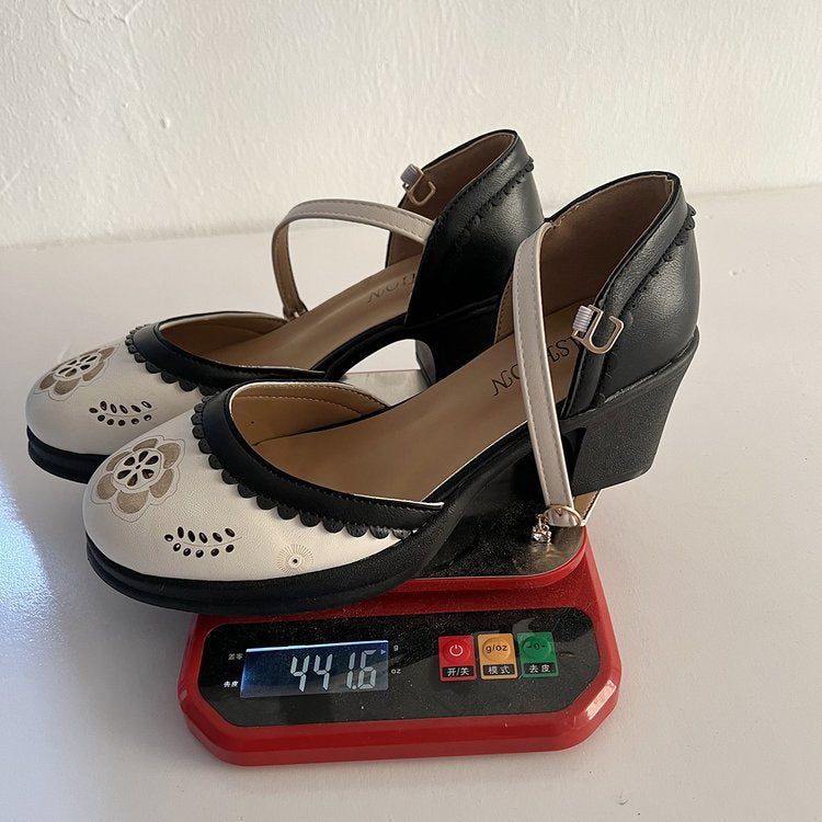 Damen Mary-Jane Pumps mit mittelhohem Blockabsatz, perforiertem Obermaterial und gepolstertem Komfortfußbett – Lioré