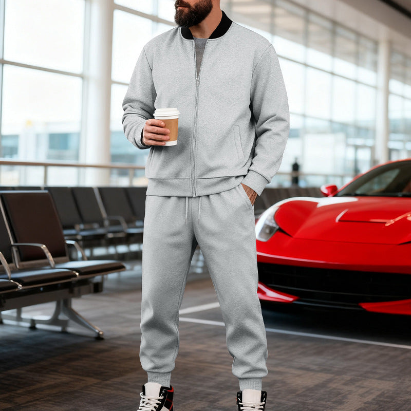 Herren lässiges Sportanzug-Set mit praktischen Taschen und durchgehendem Reißverschluss Echoarchiv
