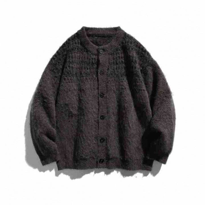 Damen Grobgestrickte Oversize-Strickjacke in Mohair‑Optik mit Rundhalsausschnitt und Knopfleiste Echo Archiv