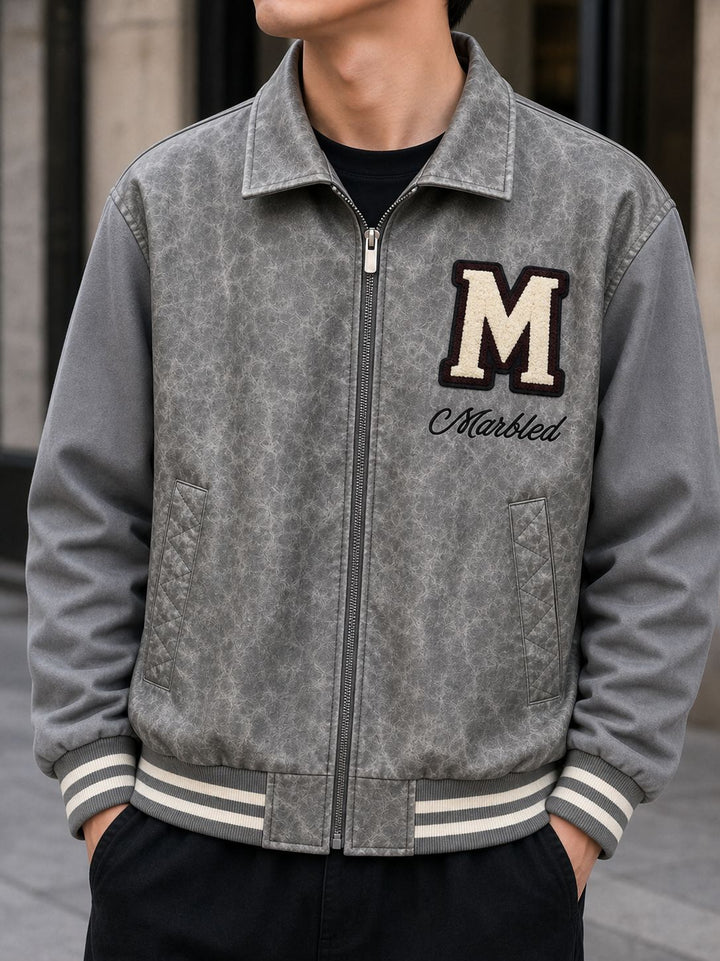 Herren Modische Bomberjacke mit Stickdetails Echo Archiv