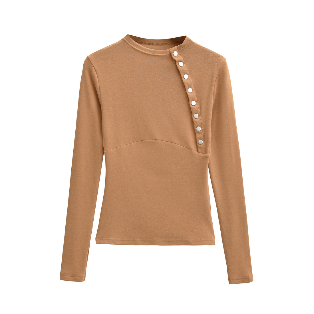 Damen Figurnahes Longsleeve mit asymmetrischer Druckknopfleiste Echoarchiv