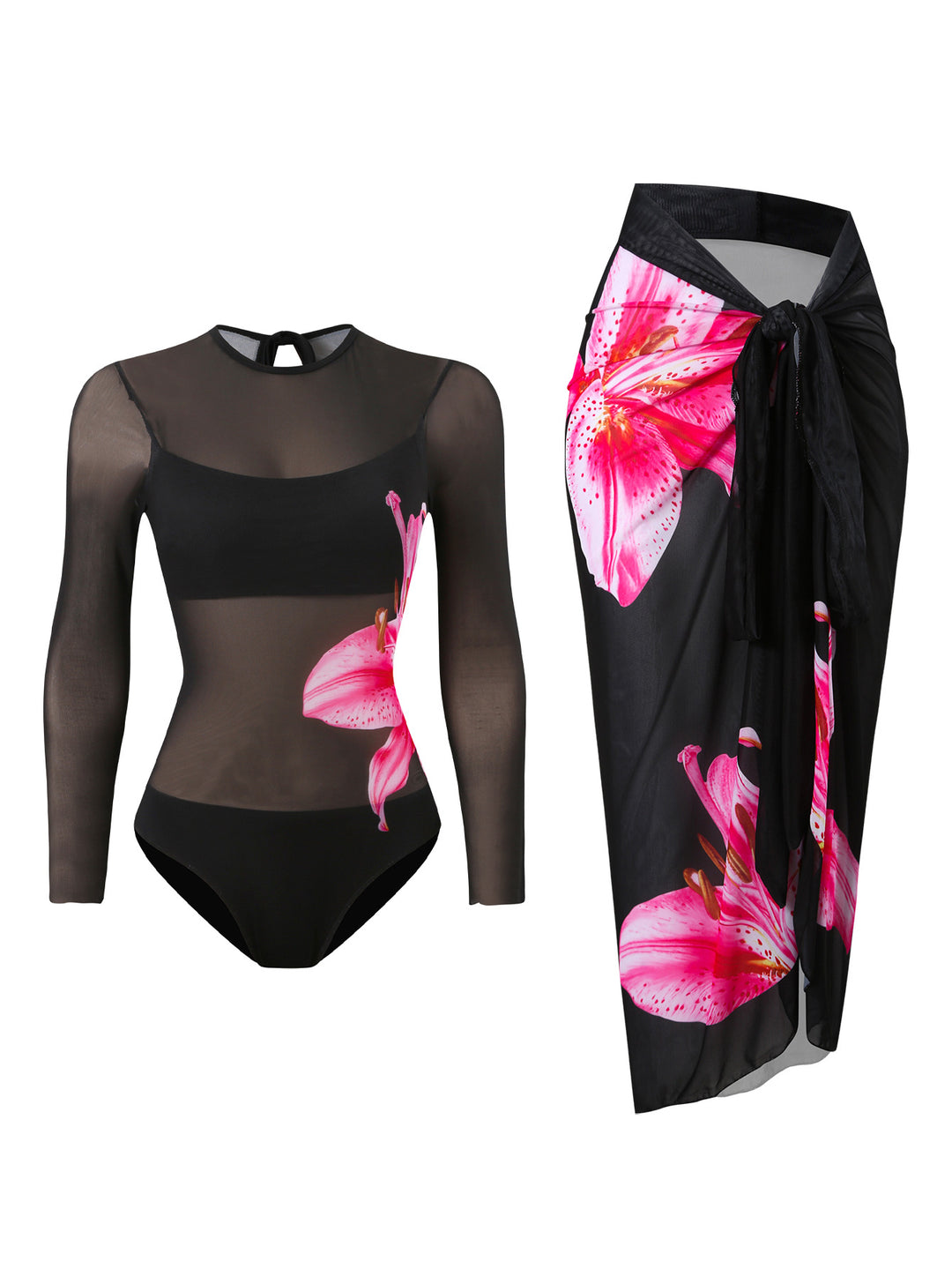 Damen Badeanzug mit elegantem transparentem Wickelrock Echo Archiv