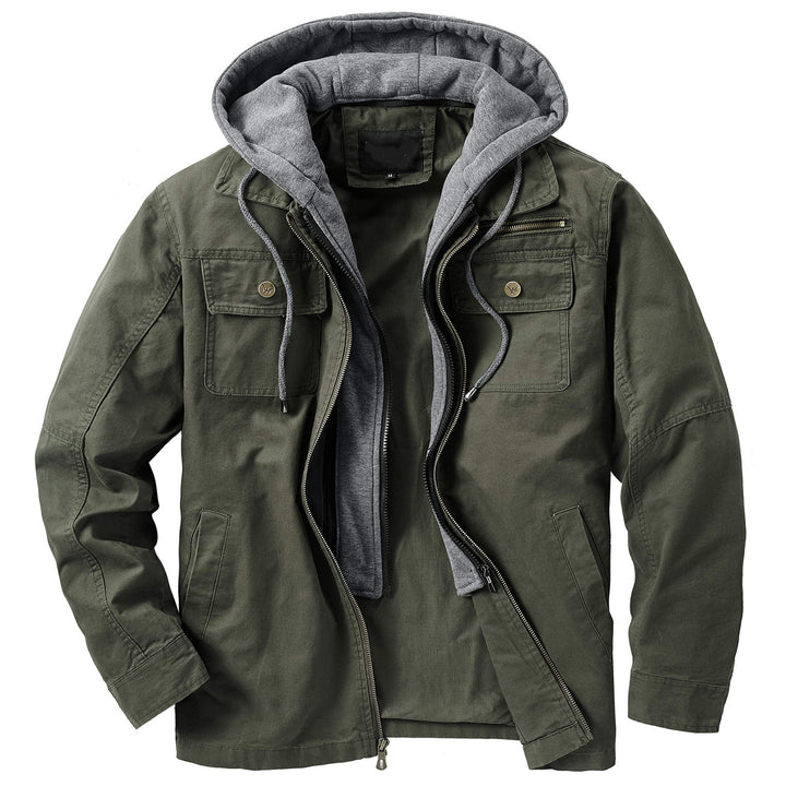Herren vielseitige Übergangsjacke mit integrierter Kapuze und praktischen Taschen Echoarchiv