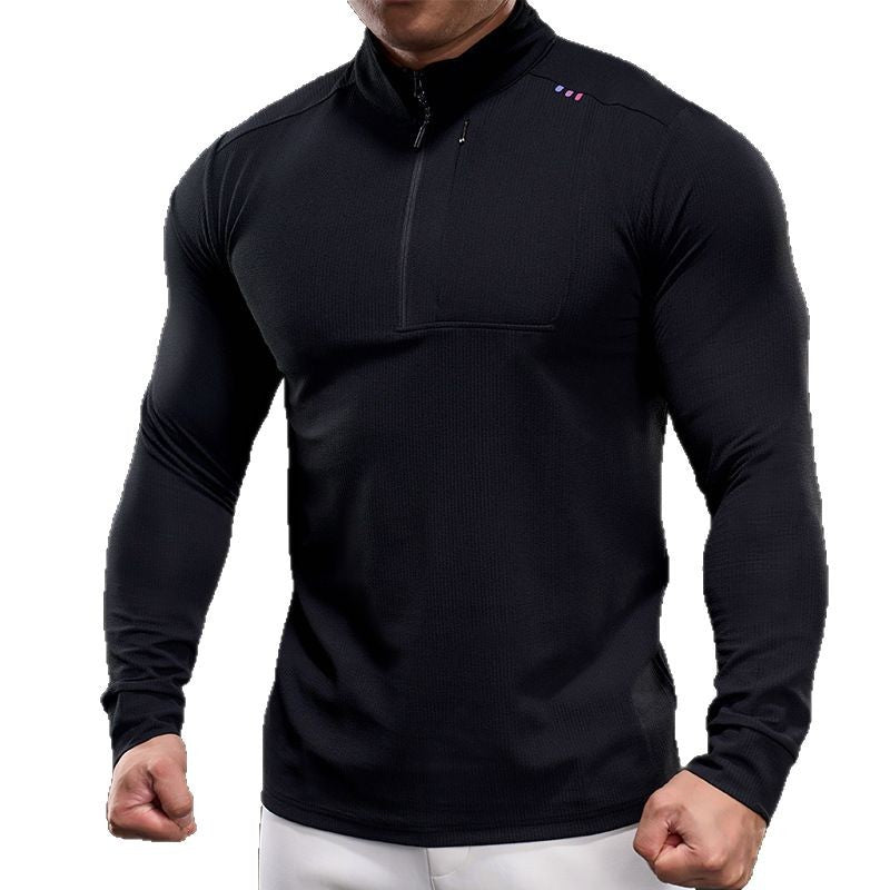 Herren Slim-Fit Thermo-Longsleeve mit Stehkragen und Brustreißverschluss Echoarchiv