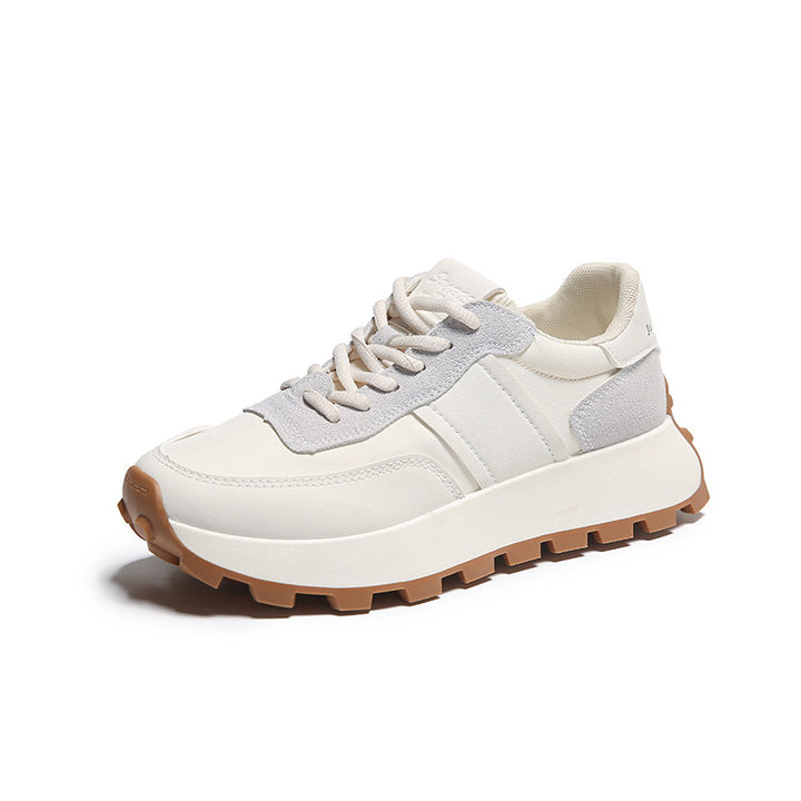 Damen Plateau-Casual-Sneaker mit profiliertem Gum-Profil und Velours-Overlays Echoarchiv