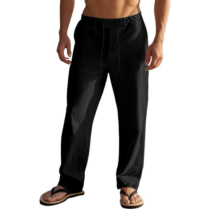 Herren lässige Strandhose mit elastischem Bund und atmungsaktivem Leinenmaterial Echoarchiv