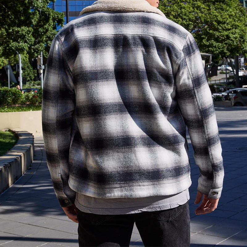 Herren stylische Flanelljacke mit warmem Fleece-Futter Echoarchiv