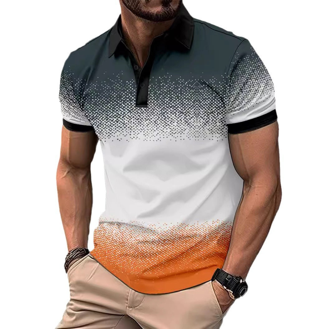 Herren Poloshirt mit modernem Farbverlauf und kurzem Kragen Echoarchiv