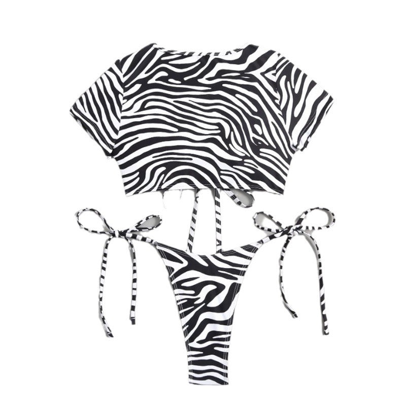 Damen Bikini-Set mit stylischen Schnürdetails und aufregendem Zebra-Muster Echo Archiv