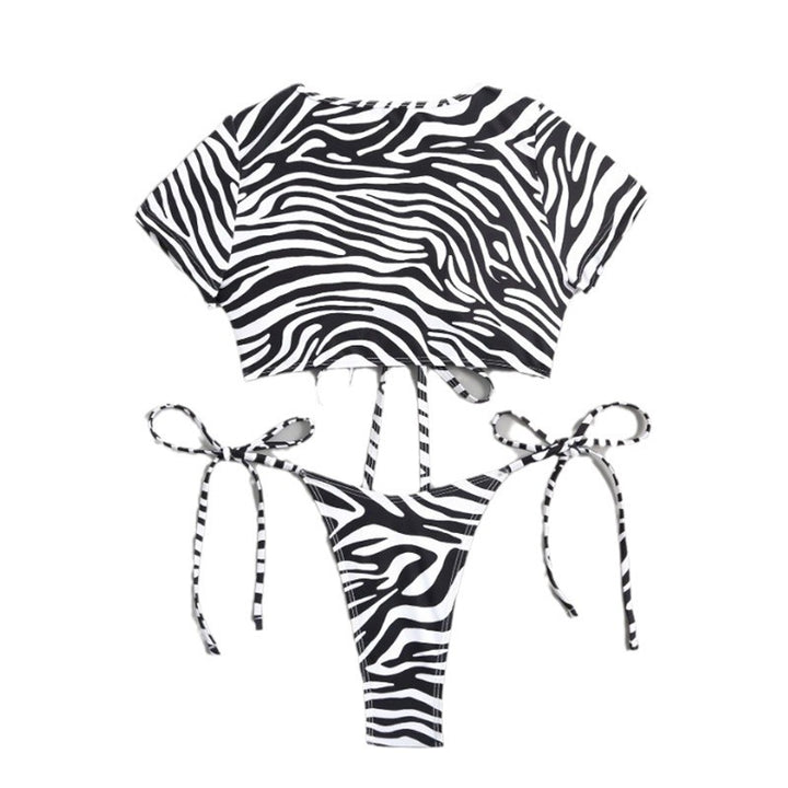 Damen Bikini-Set mit stylischen Schnürdetails und aufregendem Zebra-Muster Echo Archiv