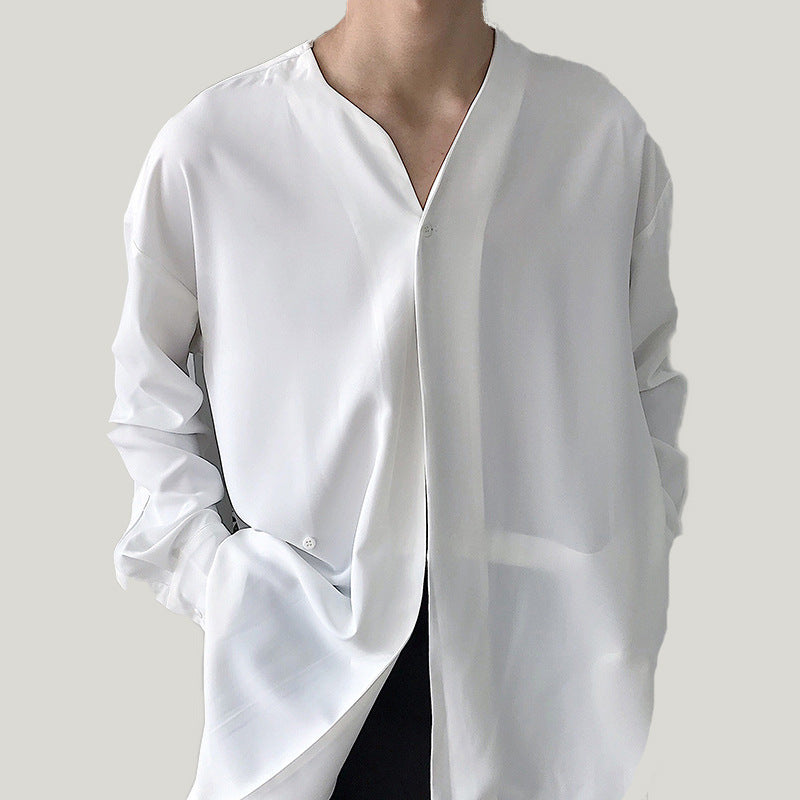 Herren elegante asymmetrische Bluse Echoarchiv