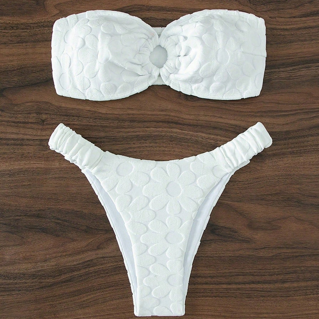 Damen Bandeau-Bikini mit blumiger Textur Echo Archiv