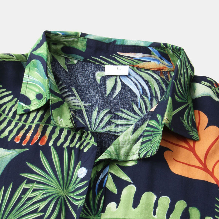 Herren Kurzarmhemd mit botanischem Motiven und luftiger Passform Echoarchiv