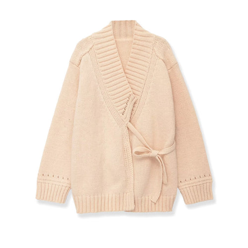 Damen Oversize Strickcardigan mit Bindegürtel und Schalkragen Echo Archiv