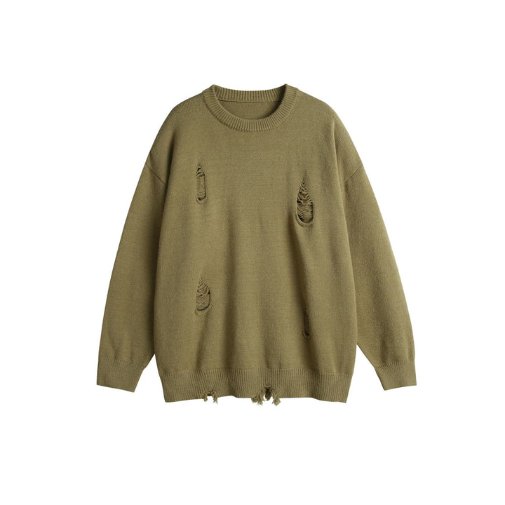 Unisex Oversize Strickpullover mit Destroyed-Detail und Rippbündchen Echoarchiv