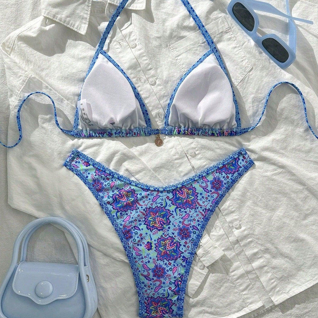 Damen Triangel-Bikini mit lebhaftem Blumenmuster Echo Archiv
