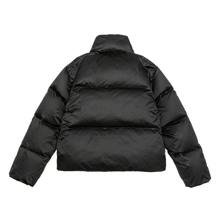 Damen Kurz geschnittene leichte Thermo-Pufferjacke mit Stehkragen und Zwei-Wege-Reißverschluss Echoarchiv