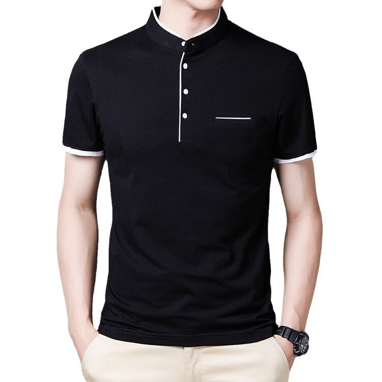 Herren Poloshirt mit modernem Stehkragen und feinen Kontrastdetails Echoarchiv