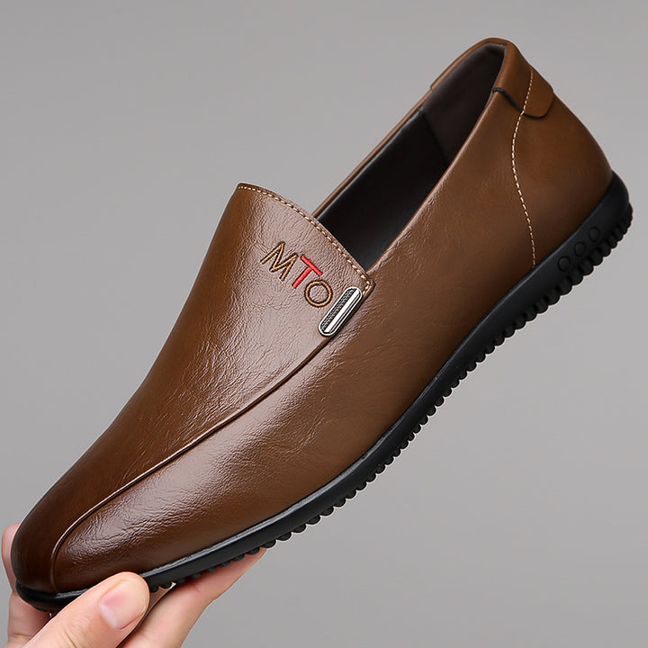 Herren Eleganter Lederoptik-Slipper mit flexibler Noppen-Gummisohle Echoarhiv