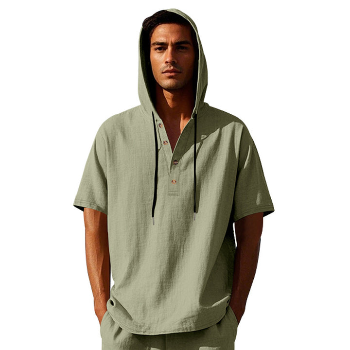 Herren lässiges Kapuzenshirt mit Knopfleiste Echoarchiv