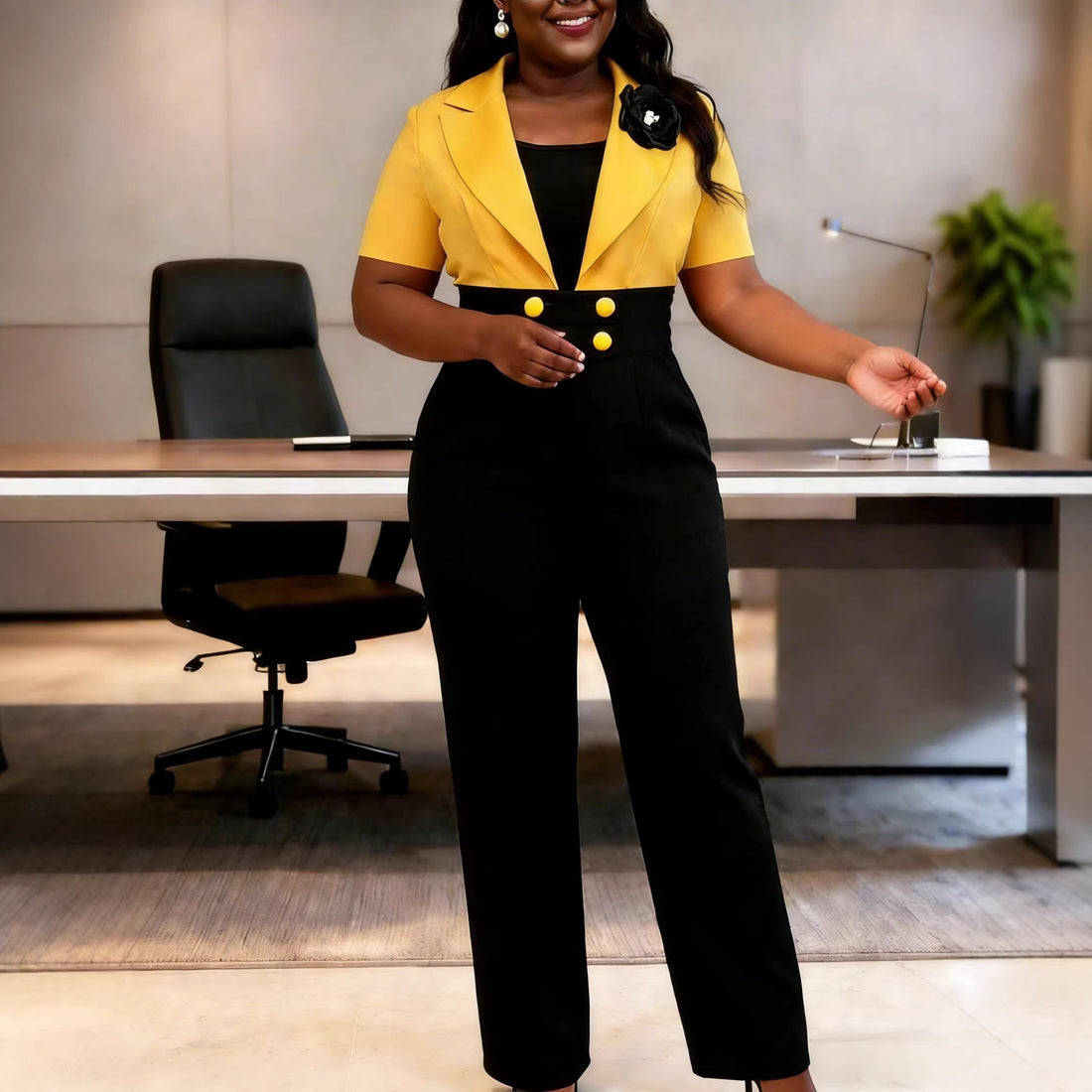 Damen eleganter Jumpsuit mit tailliertem Design und auffälligen Details – Solévia