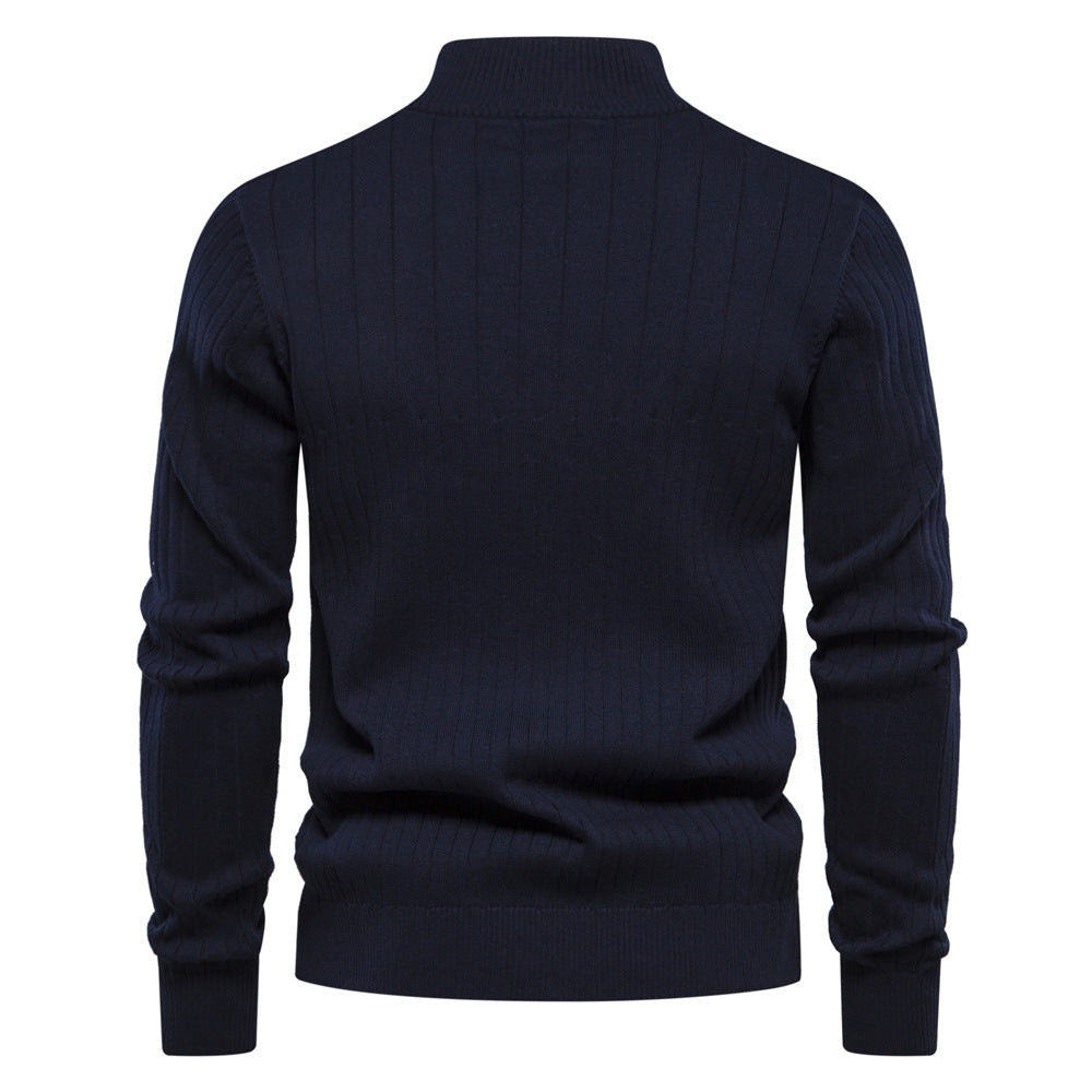 Herren Pullover mit eleganter Rippstruktur und halbem Reißverschluss Echoarchiv