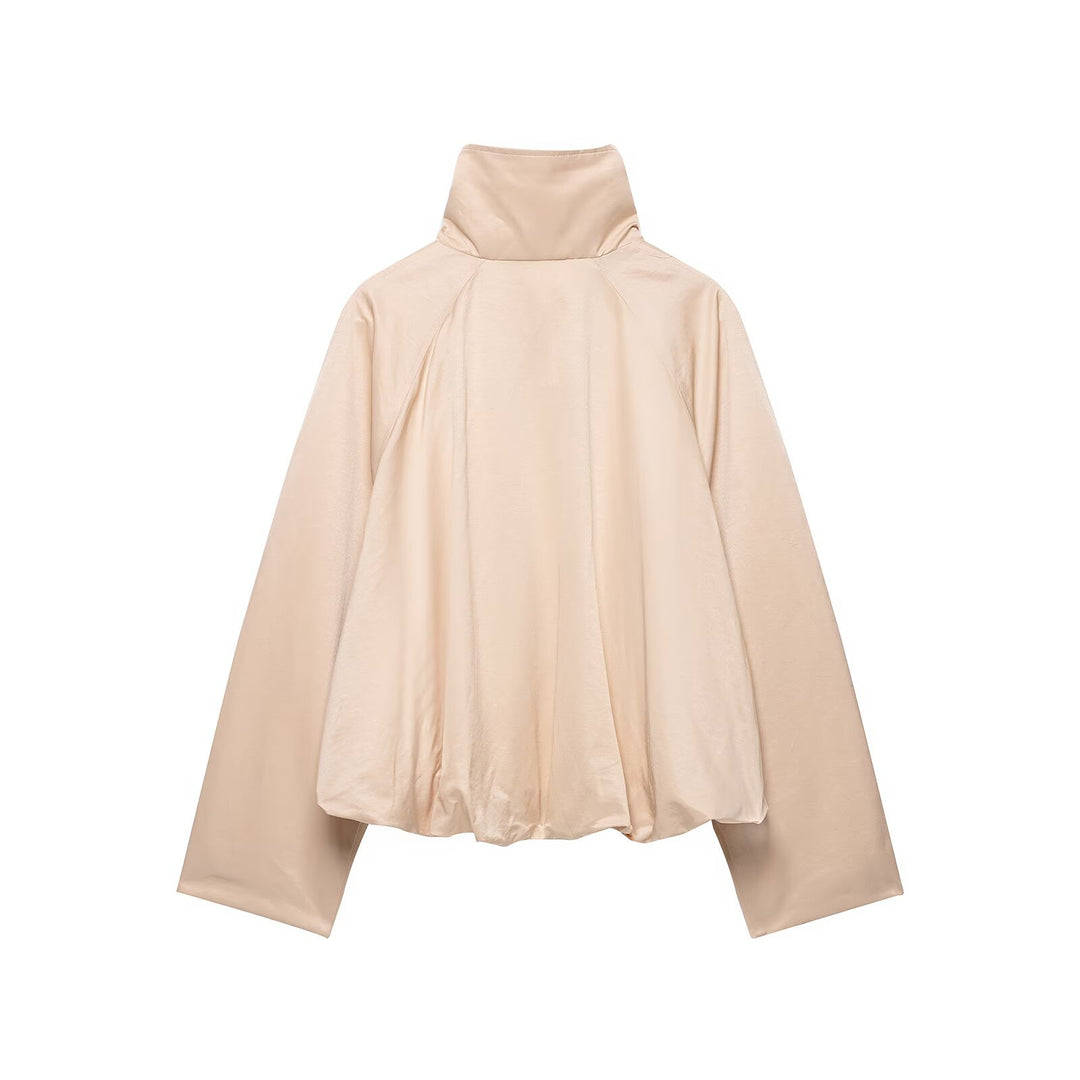 Damen Kurzes Satin-Finish Cape‑Blouson mit weitem Raglanärmel und hohem Stehkragen Echo Archiv