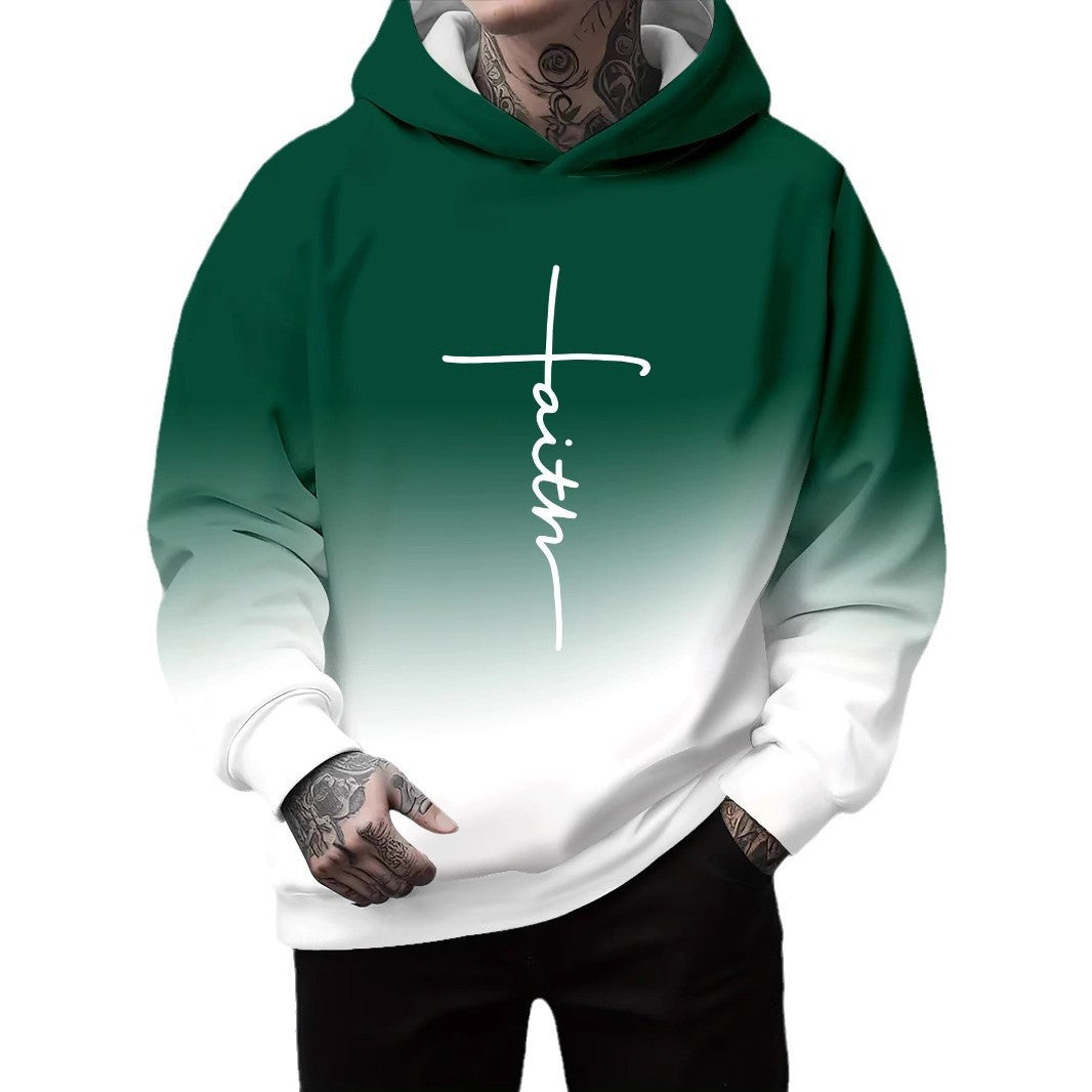 Herren Kapuzenpullover mit subtiler Farbverlauf-Optik und inspirierendem Schriftzug Echoarchiv