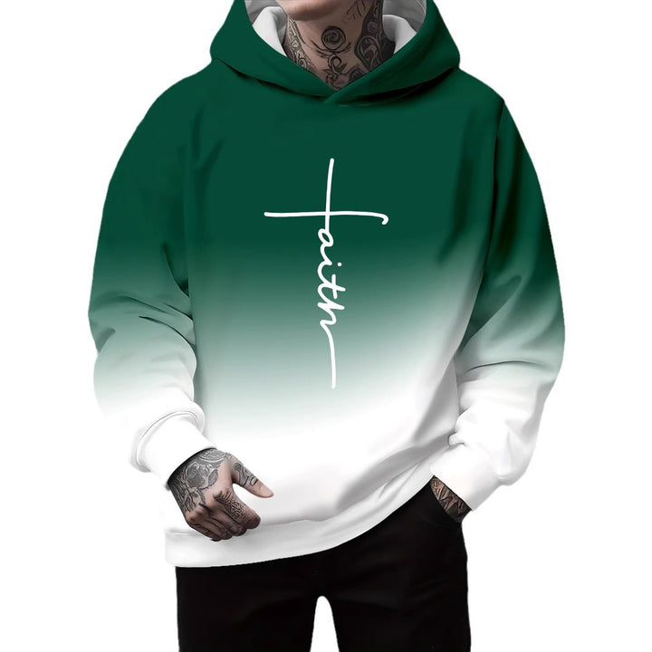 Herren Kapuzenpullover mit subtiler Farbverlauf-Optik und inspirierendem Schriftzug Echoarchiv