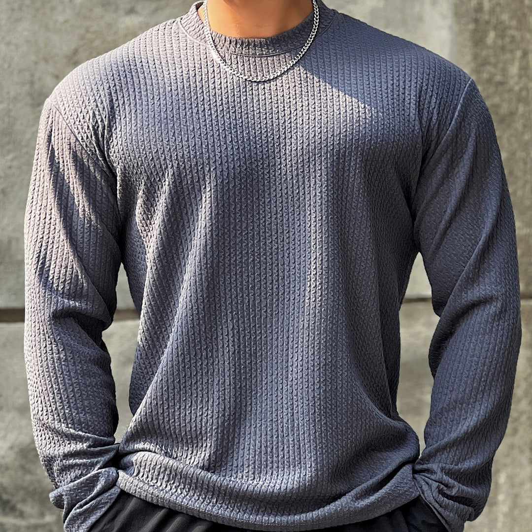 Herren stilvolles Langarmshirt mit strukturierter Oberfläche Echoarchiv