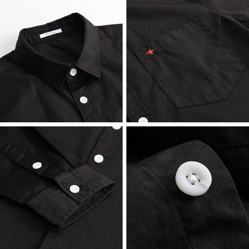 Herren Leichtes Baumwollhemd im Overshirt‑Stil mit Kentkragen, Brusttasche und dezenter Mini‑Stickerei Echoarchiv