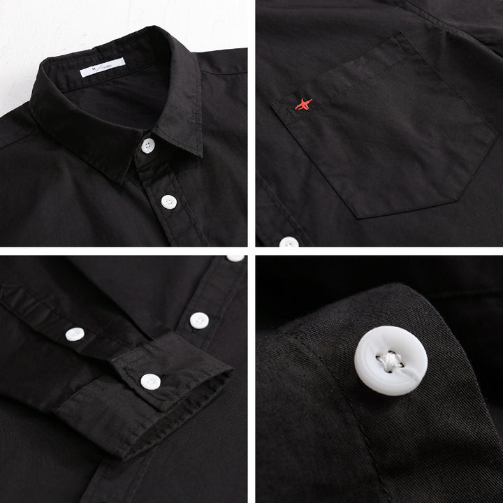 Herren Leichtes Baumwollhemd im Overshirt‑Stil mit Kentkragen, Brusttasche und dezenter Mini‑Stickerei Echoarchiv