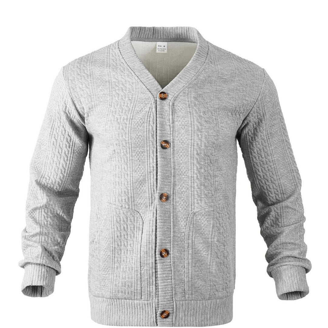 Herren Strukturierter Strickcardigan mit Zopf- und Waffelmuster, Knopfleiste und aufgesetzten Taschen Echoarchiv