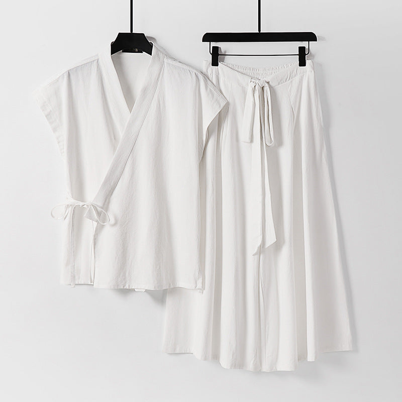 Damen Kimono-Loungewear-Set mit Wickeloberteil und weiter Palazzo-Hose Echoarchiv