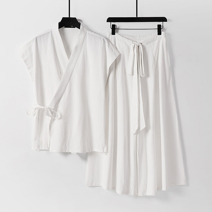 Damen Kimono-Loungewear-Set mit Wickeloberteil und weiter Palazzo-Hose Echoarchiv