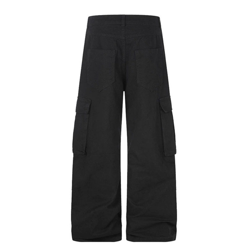 Damen Cargo-Palazzo-Hose aus Baumwollmix mit weitem Bein, aufgesetzten Klappentaschen und Gürtelprint Echoarchiv
