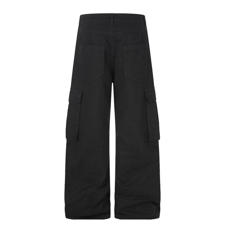 Damen Cargo-Palazzo-Hose aus Baumwollmix mit weitem Bein, aufgesetzten Klappentaschen und Gürtelprint Echoarchiv
