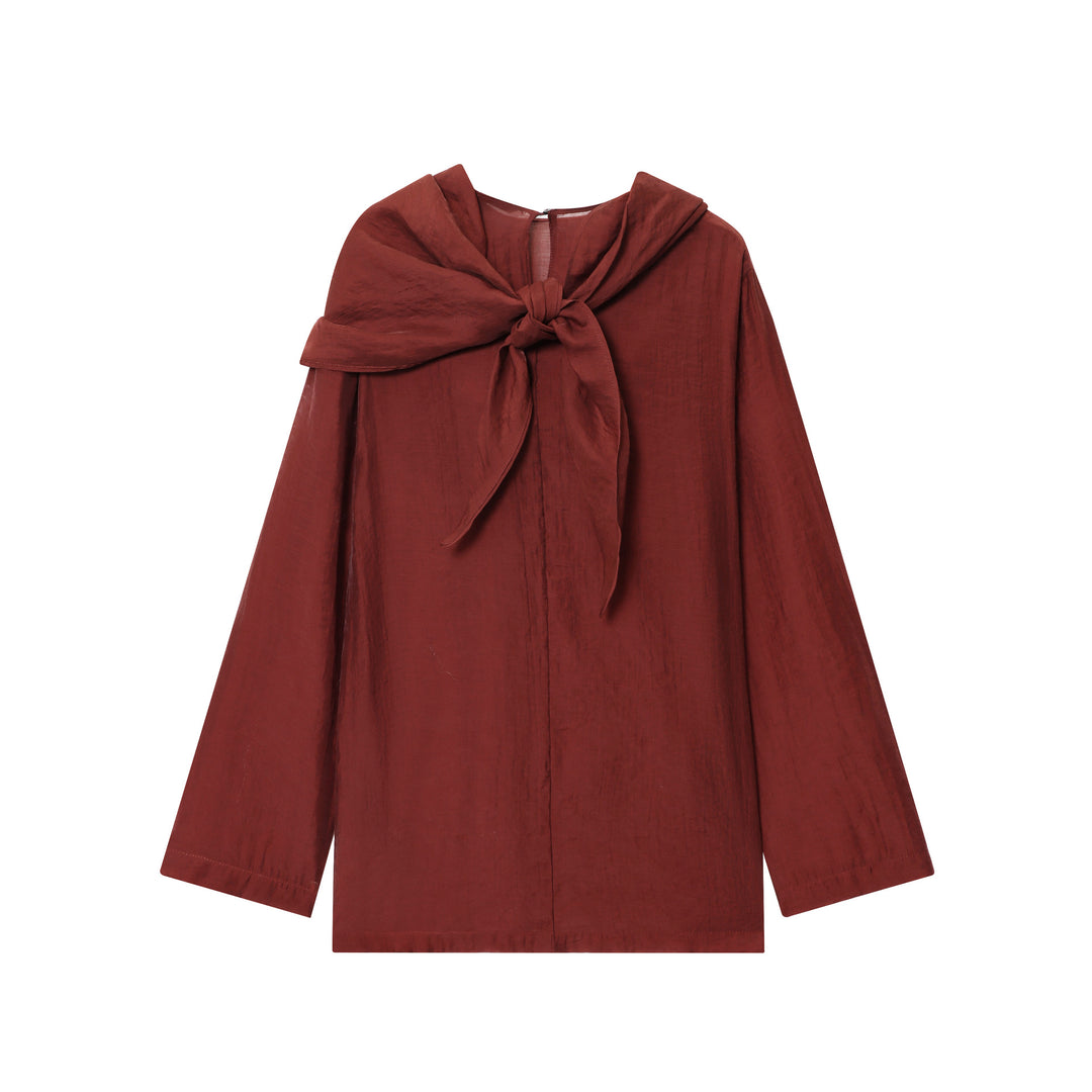 Damen nan elegant-drapierte Bluse mit großem Wasserfallkragen und leicht strukturierter Satinoptik Echo Archiv