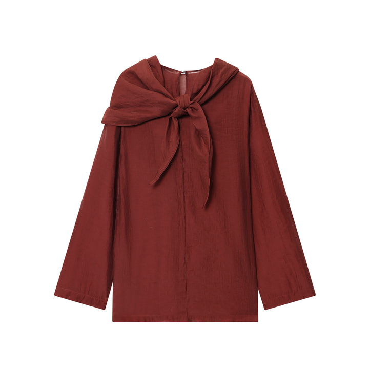 Damen nan elegant-drapierte Bluse mit großem Wasserfallkragen und leicht strukturierter Satinoptik Echo Archiv